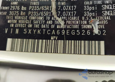 2014 Kia Sorento Lx из США, поврежденный, VIN 5XYKTCA69EG526102